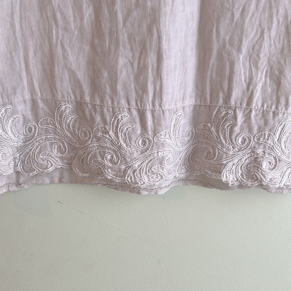 Lina Tomei Linen Embroidered Short Sleeve Top - Picture 2 of 5